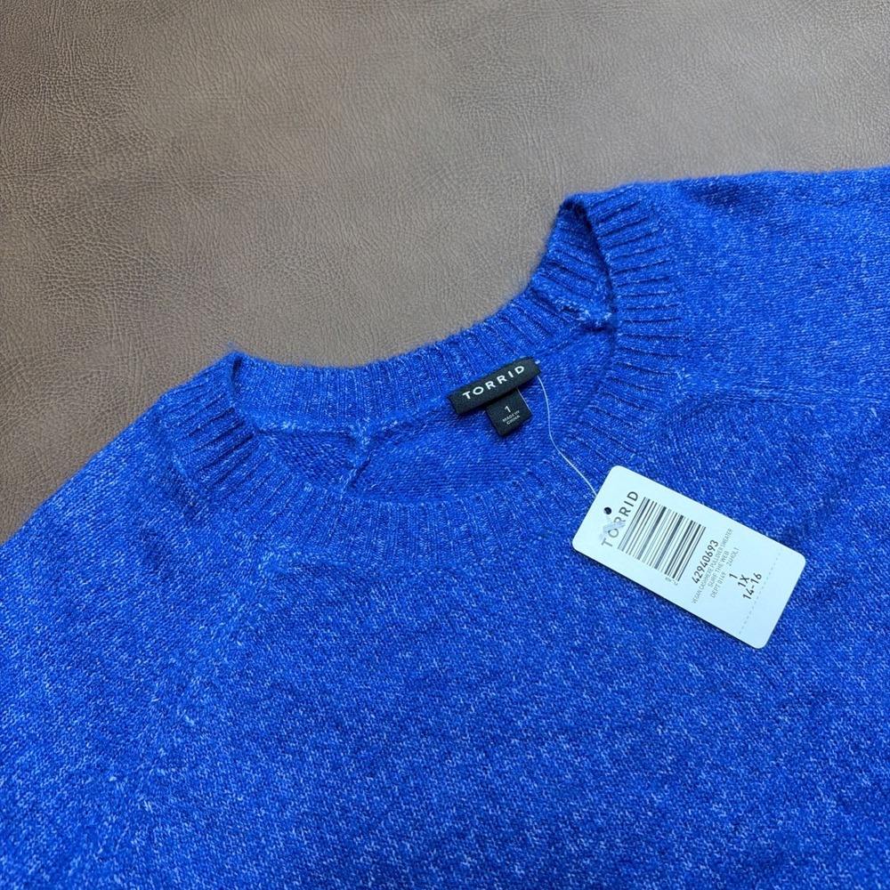 TORRID Vegan Cashmere Pullover Sweater Women's 1X Blue Tight Knit Soft New!!